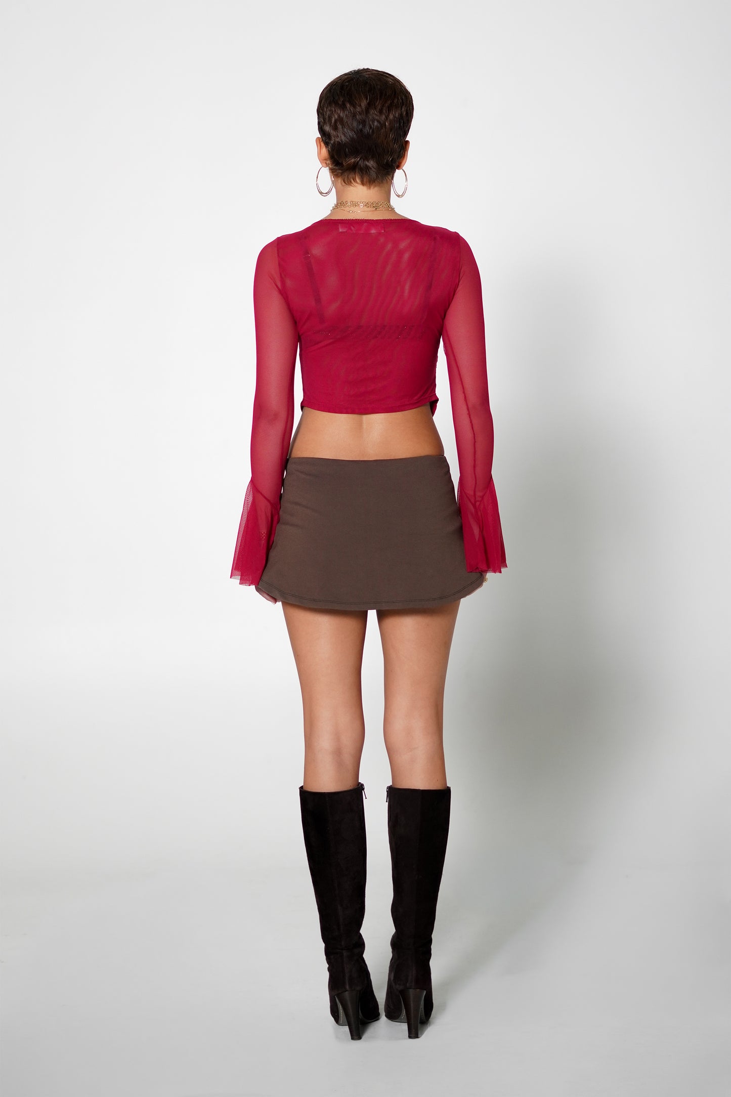 V-CUT LOW RISE SKORT - BROWN